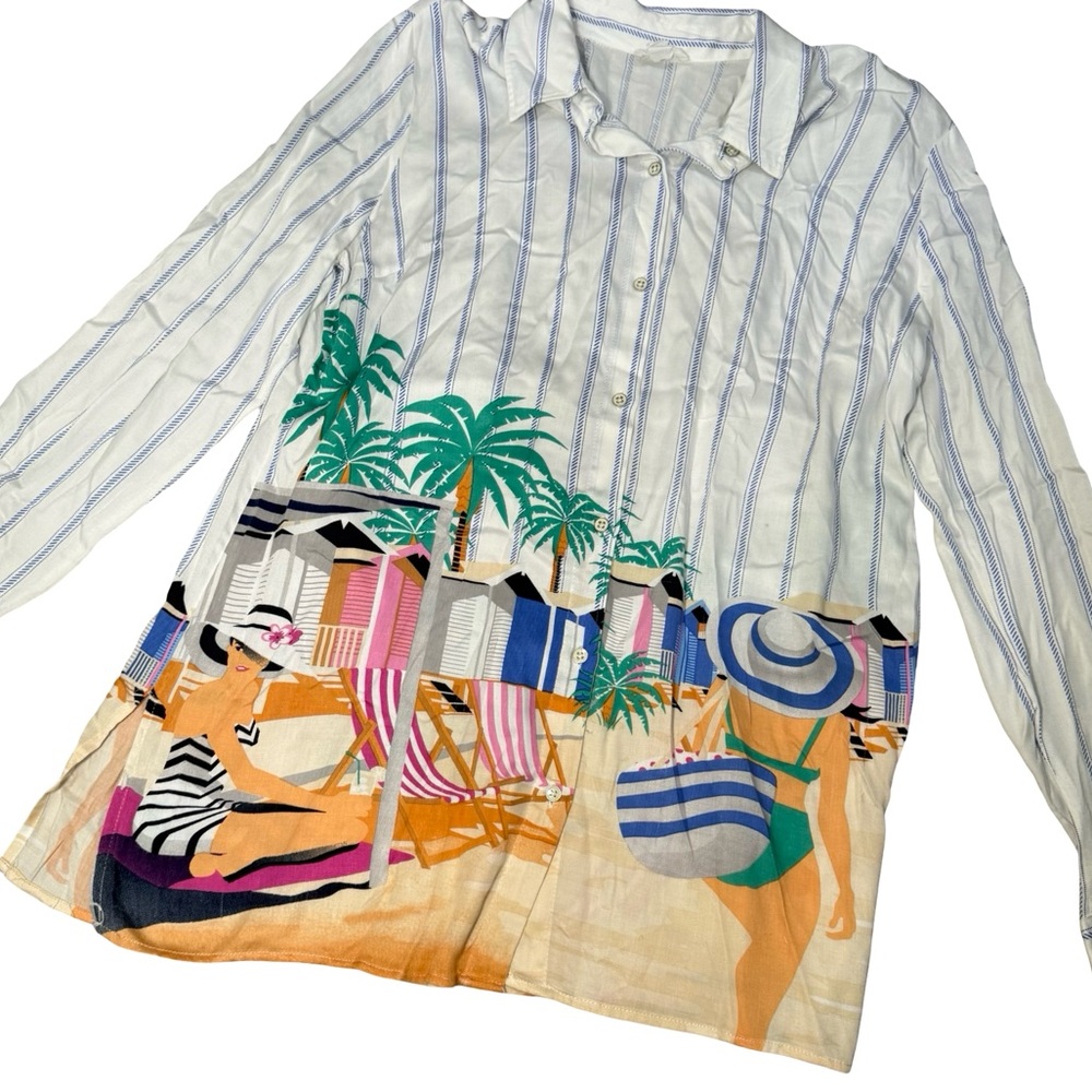 Tribal Jeans Button Down Art Top